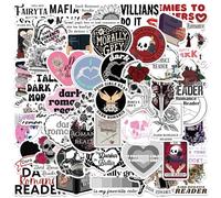 50Pcs Morally Grey Stickers for Laptop Water Bottle Cellphone Computer Luggage Skateboard, Aesthetic Dark Series Romantic Decals for Girls Boys Adult