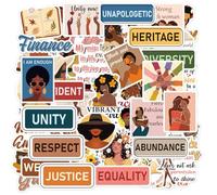50PCS Motivational Scrapbook Stickers, Black Women Strength Self Improvement Journal Laptop Water Bottle Vision Board Sticker Decals, Inspirational Gifts for Women