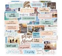 50Pcs Motivational Stickers, Inspirational Decals for Vision Board Planner Journal Scrapbook Laptop Cup, Positive Quotes for Self Care Mental Wellness Manifestation for Women