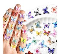 50PCS Multicolor 3D Butterflies for Crafts - Ice Crystal Resin Printing and Dyeing Butterflies, Nail DIY Accessories