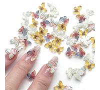 50PCS Multicolor 3D Ice Crystal Resin Butterflies for Crafts, Nail DIY Accessories, Printing and Dyeing Butterflies