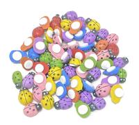 50pcs Multicolour Mini 9x12mm Self Adhesive Wooden Ladybird Ladybugs Craft Card Wood Toppers