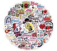 50PCS Music Stickers for Teens, Boys and Girls - Vinyl Pack for Skateboard, Guitar, Door, Laptop, Luggage, Car, Bike, Water Bottle - Birthday Party Supplies