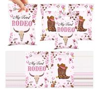 50PCS My First Rodeo Party Favor Bags for Girls, Pink Cowgirl 1st Birthday Plastic Gift Candy Treat Goodie Bags with Handles for 1st Rodeo Birthday Western Theme Party Decorations Supplies