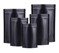 50pcs Mylar Bags,Ziplock Smell Proof Bag,Black Baggies Stand Up 14x20 cm