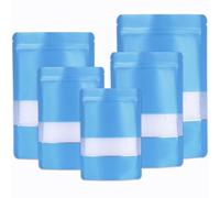 50pcs Mylar Bags Ziplock With Window,Blue Resealable Bag Stand Up,Smell Proof Bag Aluminum Foil Pouches,Reusable Mylar Baggies Heat Seal Packaging Bags for Food Storage (16x24cm - 50 pcs, Blue)