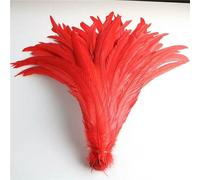 50pcs Natural Chick Tail Feathers 25-40cm / 10-16inch Clothing Decoration Stage Performance Rooster Tail Feathers Plume-Red-30-35cm