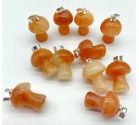 50pcs Natural Stone Crystal Quartz Mushroom Pendants Prism Magic Wand -Orange Jade