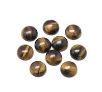 50Pcs Natural Tiger Eye Cabochon Stone Half Round Beads 8mm Tiny Flat Back Gemstone Chakra Healing Crystal Cover Cabs for Jewelry Making