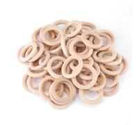 50Pcs Natural Unfinished Wood Circles Rings for Ornaments Crafts(48mm)