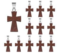 50Pcs Natural Wooden Cross Charm Stress Relief Hanging Spiritual Religious Bible Verse Gift for Social Worker Prayer Church Praying Easter Christian Gifts Crafts for DIY Jewelry Necklace Keychain
