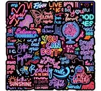 50Pcs Neon Quote Stickers Positive Phrase Vinyl Decals for Laptops Skateboards Luggage Helmets Bikes and Phones Fans Lovers and Inspirational Vibe Enthusiasts
