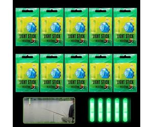 50pcs Night Fishing Glow Sticks, 30m High Visibility Glow Sticks for Fishing Pole 4.5 X 37.5 mm, Waterproof Green Rod Tip Lights Fluorescent Light 10-12 Hours Glow Time for Night Fishing Accessories