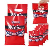 50pcs Ninja Gift Bags, Red Karate Goodie Candy Bag Ninja Birthday Party Decorations Party Karate Treat Favor Bags for Kids Boy Girl Anime Birthday Supplies