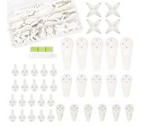 50pcs Non-Trace Picture Hook for Hard Wall, Picture Hanging Kit for Picture Frame Fixing, Assorted Picture Hanger Set for Hardwall Drywall Painting Wedding Photos Mirror, White