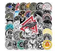 50Pcs North Viking Totem Stickers, Laptop Car Phone Computer Skateboard Bicycle Guitar Journal Scrapbooking Ancient Viking Rune Stickers Vinyl Waterproof for Kids Adult Gift Stickers