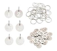 50Pcs Number Tags Stainless Steel Metal Round Numbered ID Identification Hang Label with 50 Pcs Key Rings 1-50 for Key Recognition,Marking