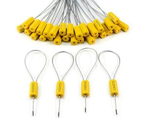 50pcs Numbered Security Cable Seals Tamper Proof Steel Wire Cable Tags Pull-Tite Trailer Seals Cable Ties-Strap (Yellow)