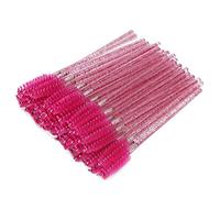 50pcs Nylon Makeup Brush Wands - Flexible Spiral Design, Safe Non - Nylon for Easy Mascara Application, Portable Eyelash and Eyebrow Grooming (Rose Red)