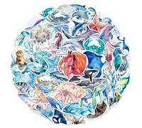 50Pcs Ocean Series Stickers Laptop Car Scrapbook Phone Skateboard Suitcase Luggage Bike Marine Animal Stickers Vinyl Waterproof Aesthetic Personalised Stickers for Teens Boys Girls Adults