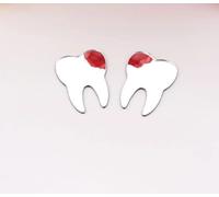 50pcs of DIY Teeth Shape Wall Mirror Sticker, Dental Care Mirrored Teeth Decals for Dentist Clinic Party Decoration (Middle, Silver Mirror)