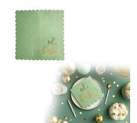 50PCS Oh Baby Napkins Sage Green Gold Foil Lettering Absorbent Soft Durable Elegant for Baby Shower Gender Reveal Party Table Decor