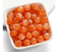 50pcs Orange Glitter Loose Beads 8MM,Round Resin Bead with Hole,Red Beads for Crafting Jewelry Making