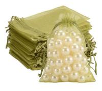 50PCS Organza Bags,3x4in Mini Mesh Pouches Drawstring Bags,Olive Green | Small Gift Bags for Jewelry,Soap,Fruits,Candy,Sachet,Drawstring Bags Wrapping for Wedding Favor Graduation Birthday Party