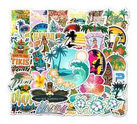 50pcs Outdoor Hawaii Surfing Stickers Summer Tropical Beach Surfing Sticker Waterproof Diy Surfboard Car Skateboard Decal Sticker