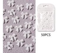 50pcs/pack Bowknot Art Decorations 3D Resin Ribbon Simple Manicure Accessories Supplies