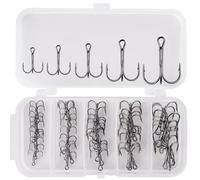 50Pcs/pack Sharply Round Bend For Lures Baits Saltwater Fishing Strong High Carbon Steel Hooks Fishing Treble Set Angling Set