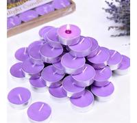 50Pcs Palm Wax Tea Light Candles - Lavender Scented 4 Hour Burn Time, Paraffin-Free Long-Burning Scented Candles for Home, Relaxation, Romantic Dinners & Decor