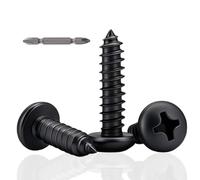 50Pcs Pan Head Self Tapping Screws,M5x20mm Self Drilling Screws for Sheet Metal, 304 Stainless Steel Self Tapping Screw, Black Zinc,with Screwdriver Key