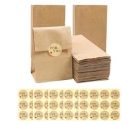 50PCS Paper Bags for Cake,Sandwich,Cookie,9x18x5.5cm Brown with 60 Stickers | Small Kraft Paper Cake&sandwich Bags for Cake Portions, Grocery, Snack, Lunch, Birthday, Party Favor, Easter, Snack Packaging