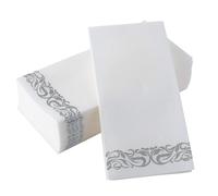 50PCS Paper Disposable Napkins 30 * 40cm Soft Golden Print Decorative Napkin for Dinner Anniversary Wedding Home Hotel Table Decor Table Napkins Cloth Napkins(Silver)