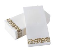 50PCS Paper Disposable Napkins 30 * 40cm Soft Golden Print Decorative Napkin for Dinner Anniversary Wedding Home Hotel Table Decor Table Napkins Cloth Napkins(Gold)
