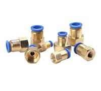 50PCS PCF Pneumatic Air Connector 4 6 8 10 12mm Hose Tube 1/8 3/8" 1/2" 1/4" Female Thread Brass Quick Pipe Joint Fitting(PCF10-03)