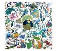 50PCS Peacock Stickers for Helmet,Water Bottle,Car,Laptop, Skateboard,Notebook,Scrapbook,Bike,Phone,Computer,Waterproof Vinyl Animal Sticker,Cute Peacock Birds Decals,Gift for Teens Children Girls