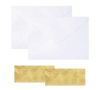 50pcs Pearl Envelopes Wedding Envelopes, 5.4 x 7.7 inches Perfect for 5 x 7 inch Wedding Invitation Cards Graduation Birthday Greeting Cards Thank You Cards Pearl Paper Luxurious (Pearl White)