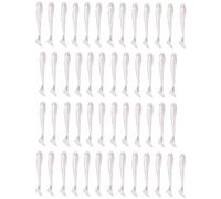 50Pcs Pearl White Soft Plastic T-Tail Grub Worm Baits Fishing Lures Fish Tackle Gear Accessories Suitable for Catching Bass Trout Salmon