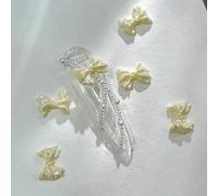 50PCS Pearlescent 3D Nail Art Bow Charm for Nails Decoration Design Kawaii Manicure Accessories Bow-Knot DIY Craft Supplies-Yellow