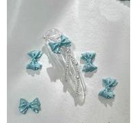 50PCS Pearlescent 3D Nail Art Bow Charm for Nails Decoration Design Kawaii Manicure Accessories Bow-Knot DIY Craft Supplies-Blue
