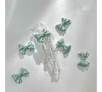 50PCS Pearlescent 3D Nail Art Bow Charm for Nails Decoration Design Kawaii Manicure Accessories Bow-Knot DIY Craft Supplies-Green