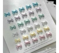 50PCS Pearlescent 3D Nail Art Bow Charm for Nails Decoration Design Kawaii Manicure Accessories Bow-Knot DIY Craft Supplies-Multicolor