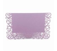 50pcs Pearlescent Lace Name Place Cards Wedding Decoration Table Decor Message Greeting Card Event Party Supplies(Purple)