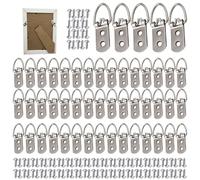 50Pcs Picture Hooks, Double Hole D Rings with Screws, Heavy Duty Picture Hanging Hooks for Photo, Painting, Hanging Assorted Types