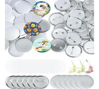 50Pcs Pin Button Set 2.28Inch / 58MM Unfinished Tinplate Button Badges Pin for Craft Jewelry Accessories Photo Badges Creation Set