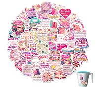 50PCS Pink Book Stickers Waterproof Bookish Stickers Cute Aesthetic Stickers Heart Shape Pink Reading Stickers for Scrapbook Water Bottles Book Laptops