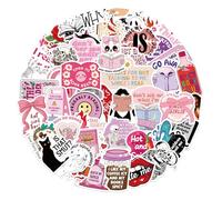 50Pcs Pink Bookish Stickers, Waterproof Vinyl Aesthetic Book Stickers for Kindle, Booktok Reading Sticker, Cute Sticker Decals for Laptop Scrapbook Journal (Bookish)