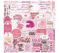 50PCS Pink Christian Stickers,Pink Inspirational Bible Verse Stickers, Adults Women Faith Gifts Waterproof Jesus Sticker for Water Bottles Laptop Phone Case Skateboard Refrigerator Journaling